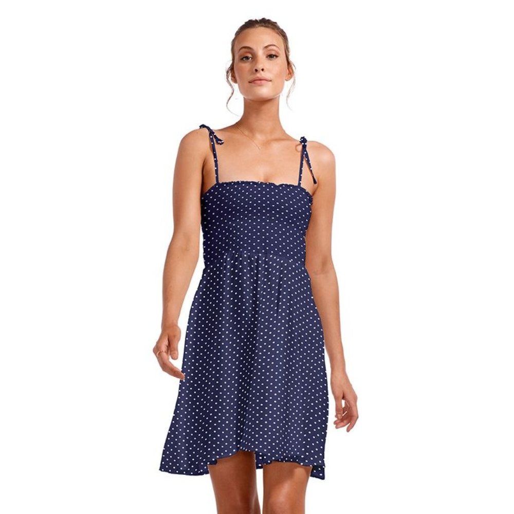 NWT Vitamin A Gigi Polka Dot Smocked Bodice Dress